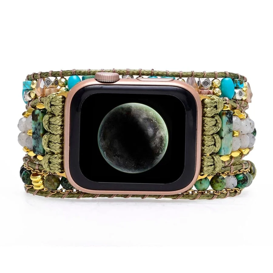 Natural African Turquoise Green Apple Watch Band - Image 3