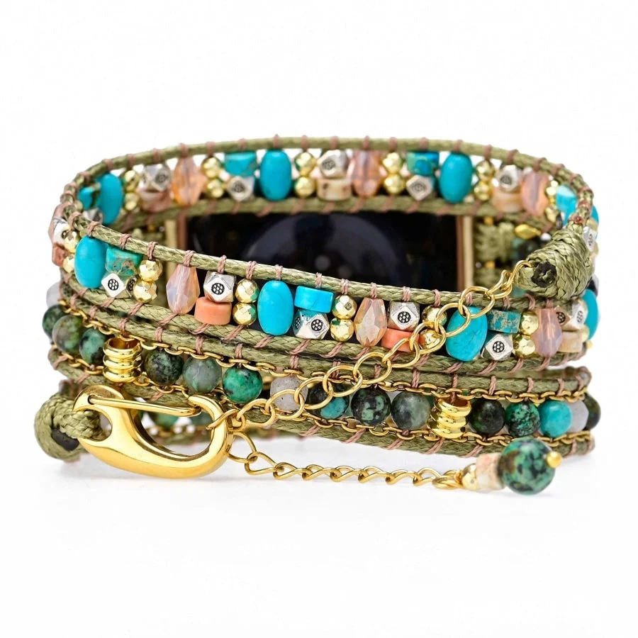 Natural African Turquoise Green Apple Watch Band - Image 4