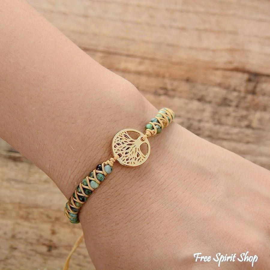 Natural African Turquoise & Tree of Life Bracelet - Image 2