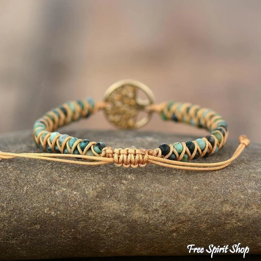 Natural African Turquoise & Tree of Life Bracelet - Image 4