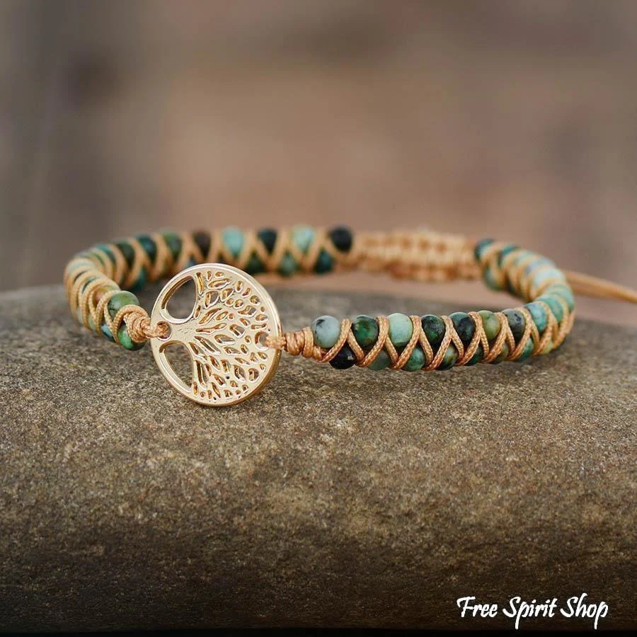 Natural African Turquoise & Tree of Life Bracelet - Image 5