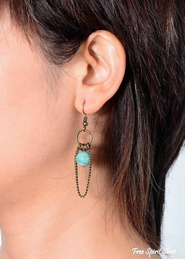 Natural Amazonite Chandelier Earrings - Image 3
