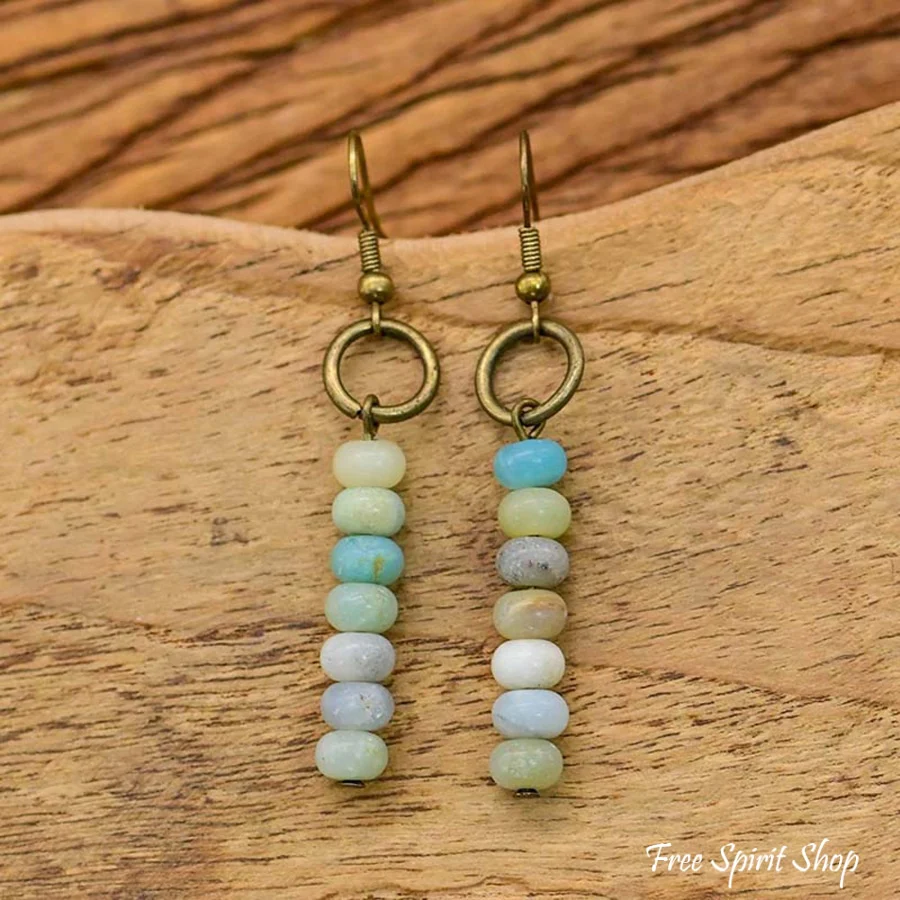 Natural Amazonite Circle Earrings