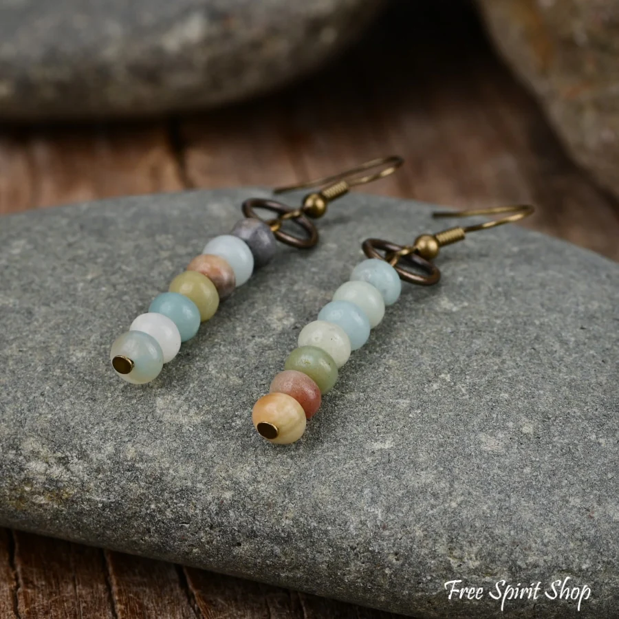 Natural Amazonite Circle Earrings - Image 4