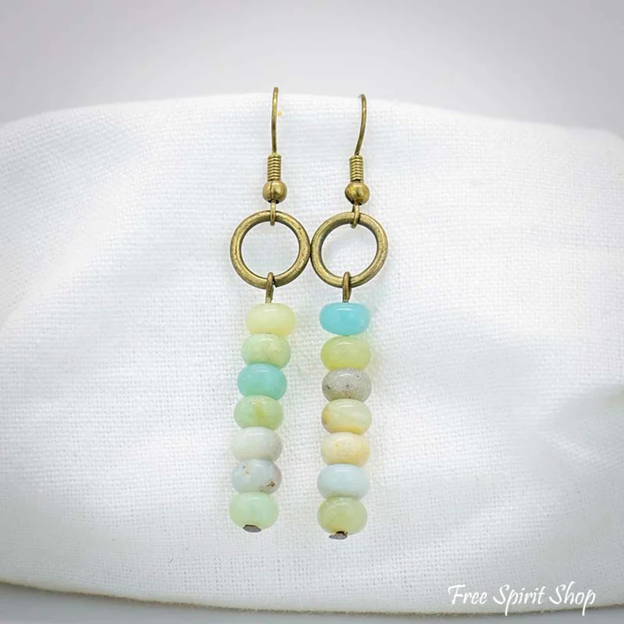 Natural Amazonite Circle Earrings - Image 6