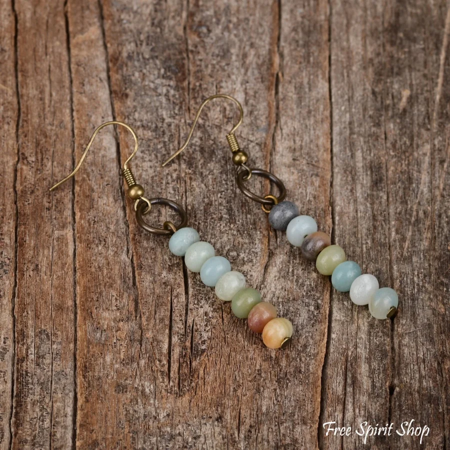 Natural Amazonite Circle Earrings - Image 7