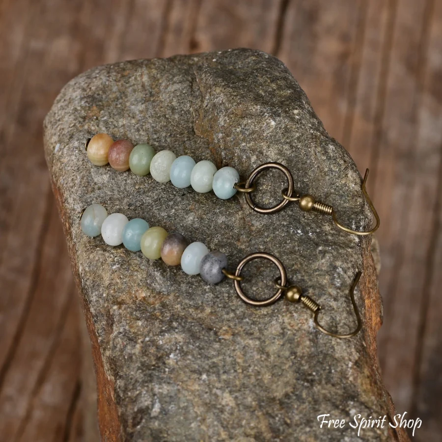 Natural Amazonite Circle Earrings - Image 8