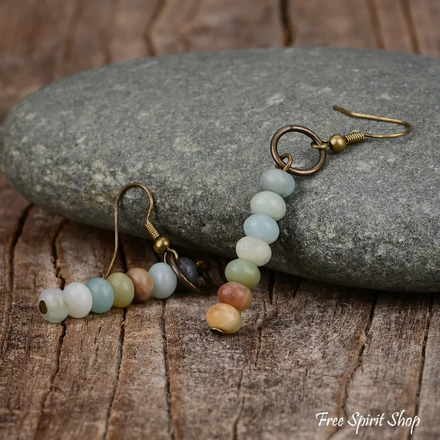 Natural Amazonite Circle Earrings - Image 9
