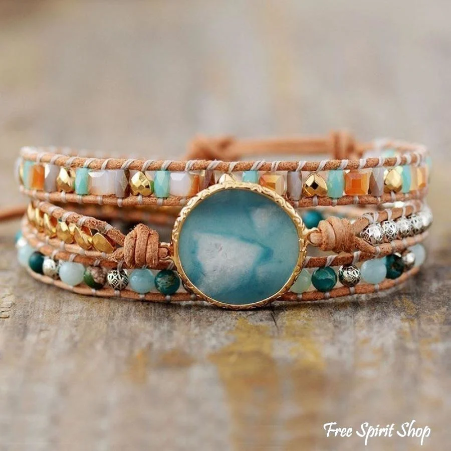 Natural Amazonite Circle Wrap Bracelet - Image 2