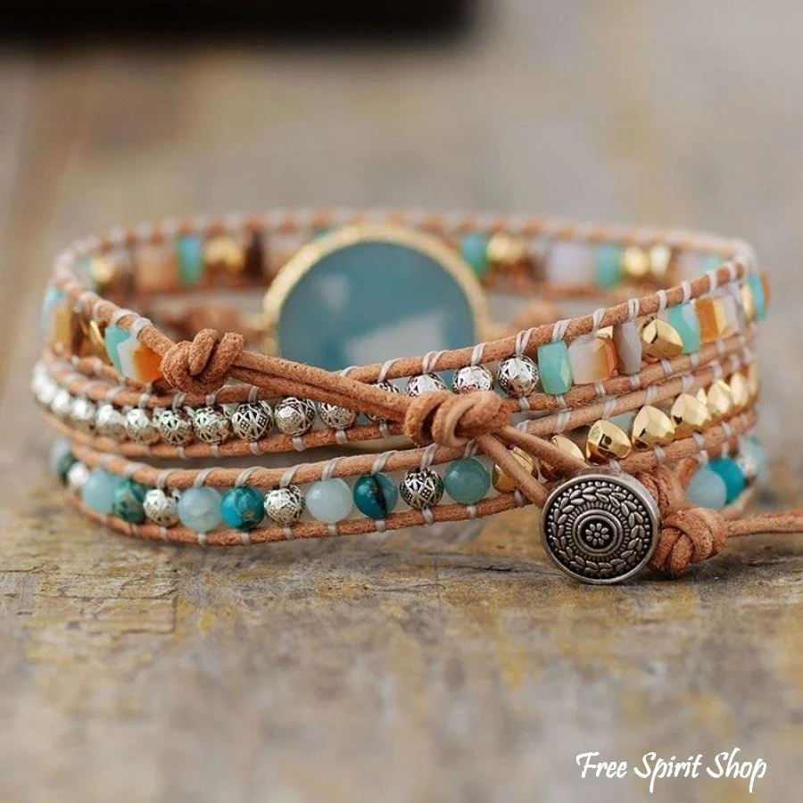 Natural Amazonite Circle Wrap Bracelet - Image 3