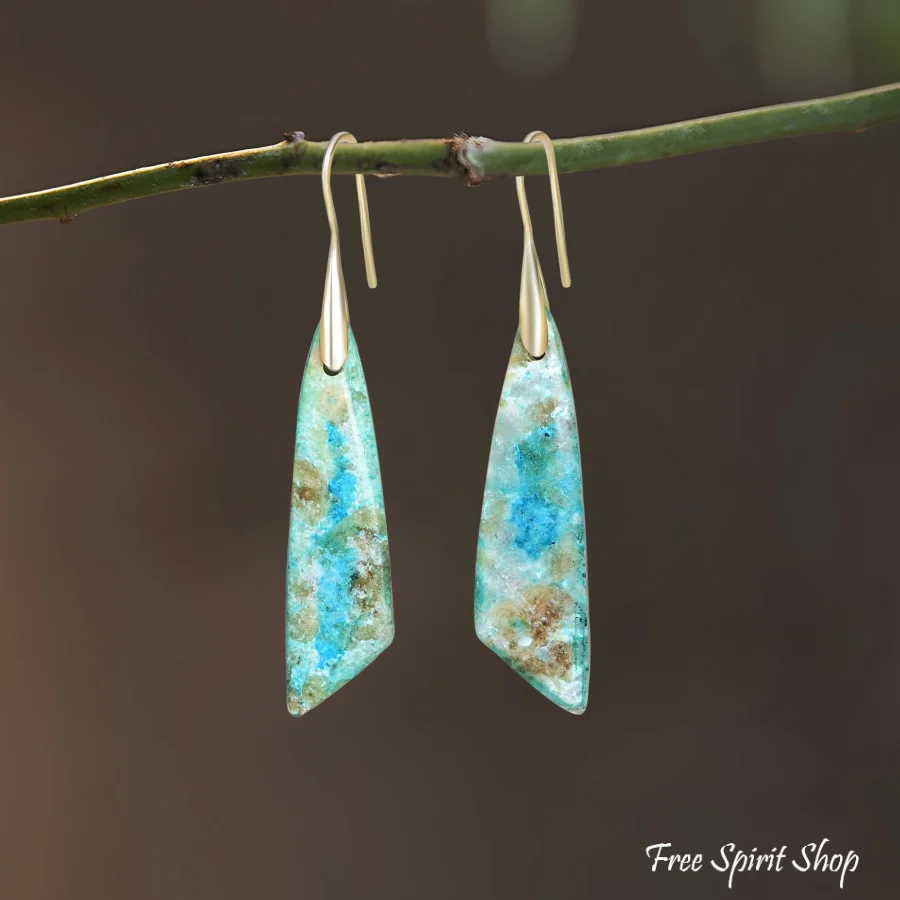 Natural Amazonite Dangle Earrings - Image 2
