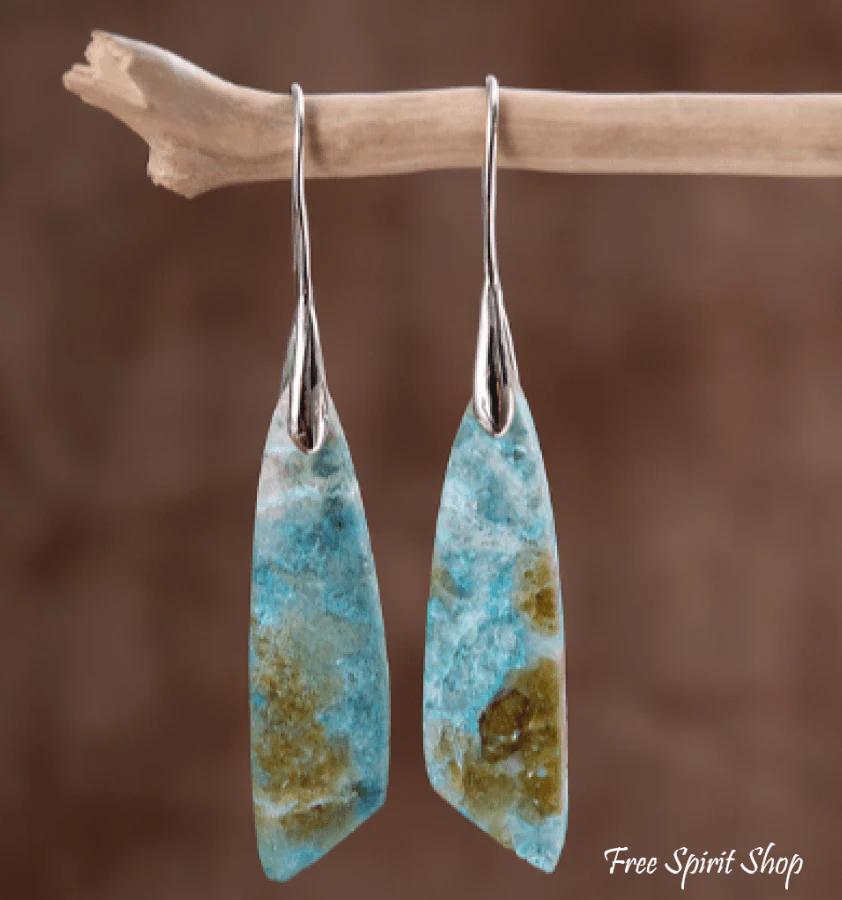 Natural Amazonite Dangle Earrings - Image 3