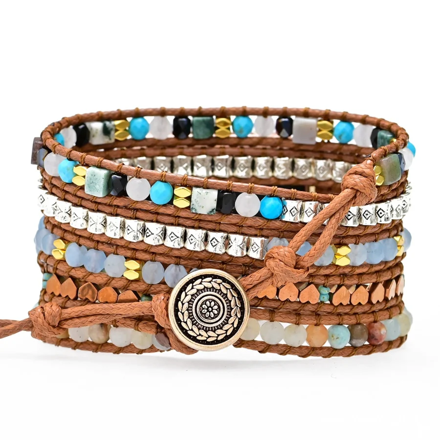 Natural Amazonite & Golden Heart Apple Watch Band - Image 4
