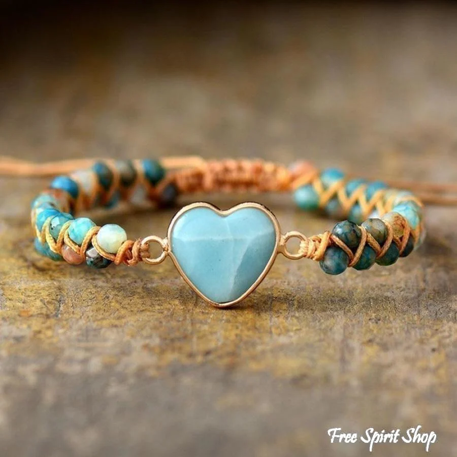 Natural Amazonite Heart Bead Bracelet - Image 4
