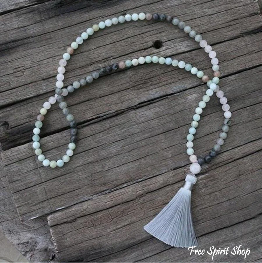 Natural Amazonite Labradorite Aquamarine & Rose Quartz Bead Bracelet / Necklace - Image 4