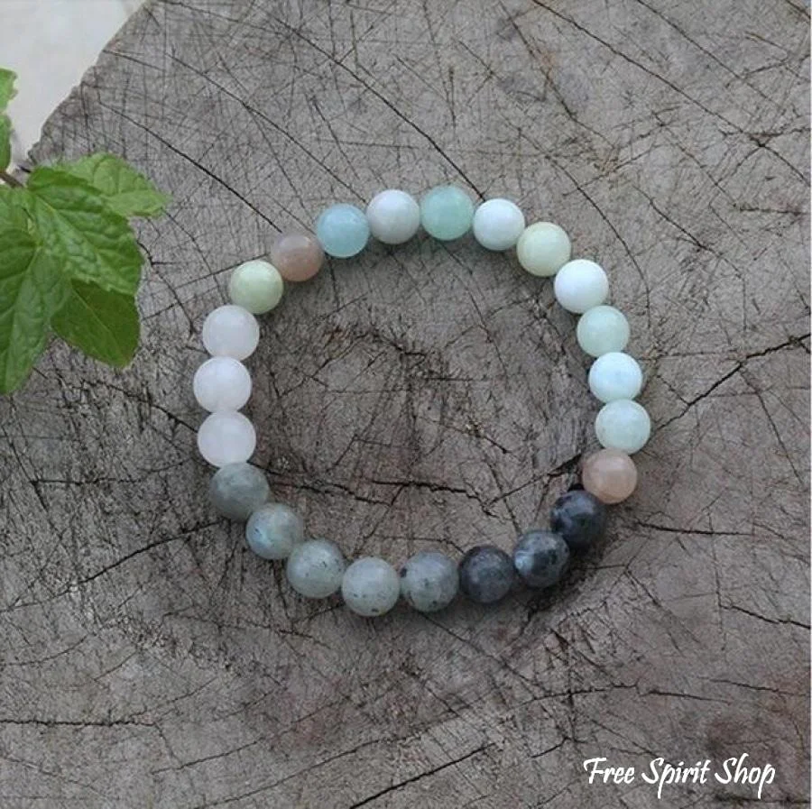 Natural Amazonite Labradorite Aquamarine & Rose Quartz Bead Bracelet / Necklace - Image 7