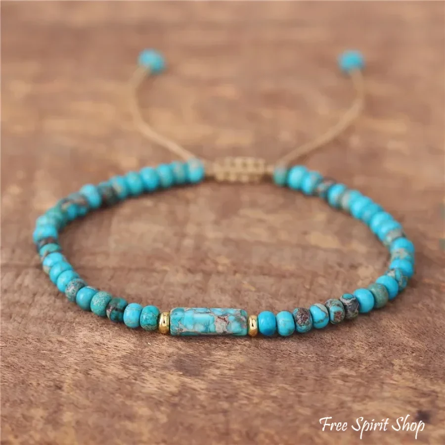 Natural Amazonite Minimalist Adjustable Bracelet