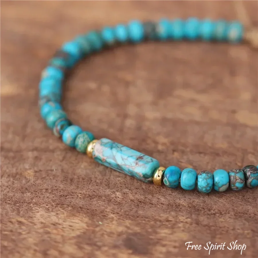 Natural Amazonite Minimalist Adjustable Bracelet - Image 2