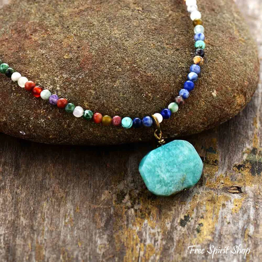 Natural Amazonite & Mix Bead Choker Necklace