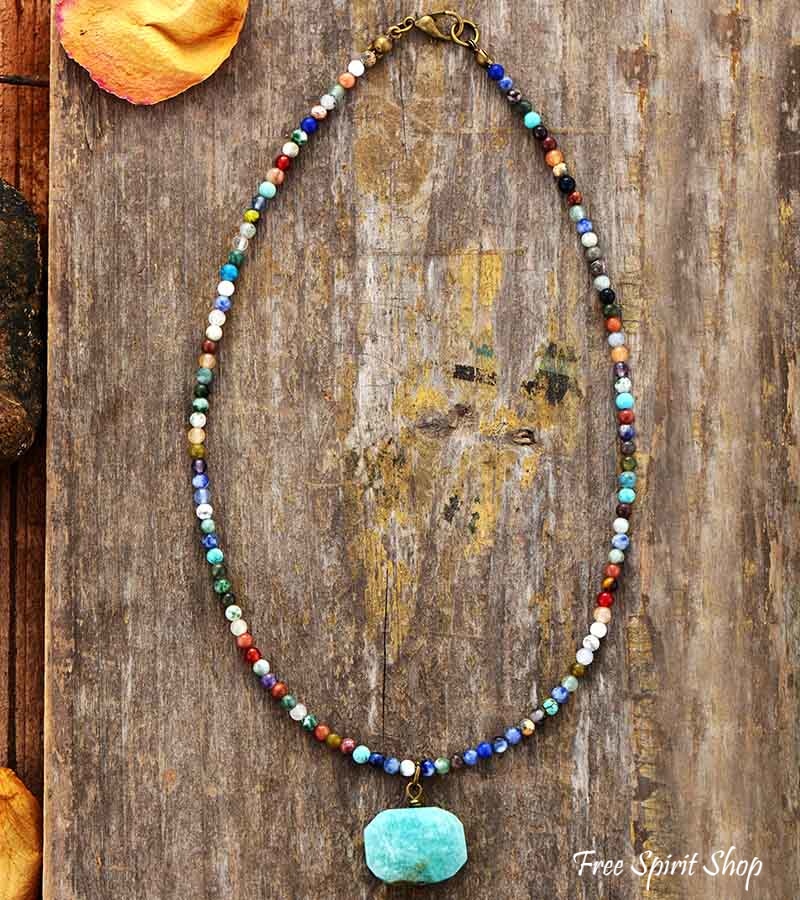 Natural Amazonite & Mix Bead Choker Necklace - Image 2