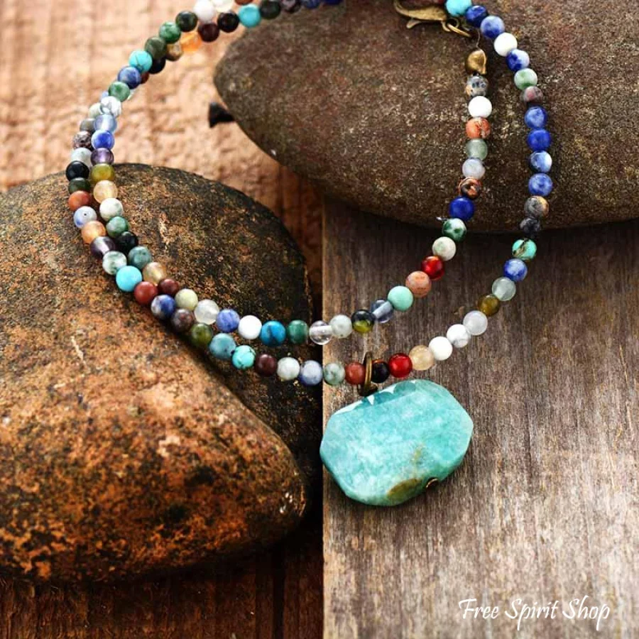 Natural Amazonite & Mix Bead Choker Necklace - Image 3