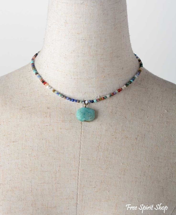 Natural Amazonite & Mix Bead Choker Necklace - Image 4