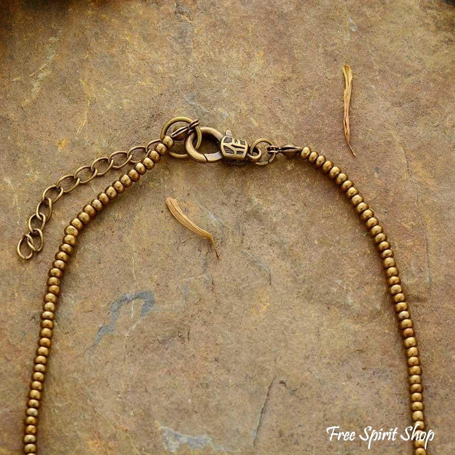 Natural Amazonite Nuggets & Seed-bead Choker Necklace - Image 3