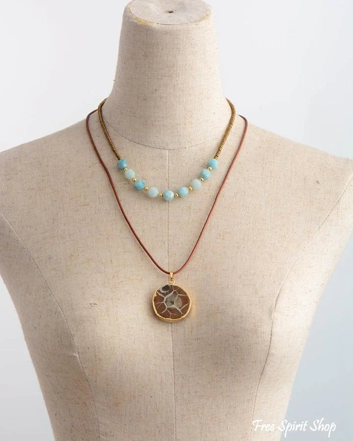 Natural Amazonite Nuggets & Seed-bead Choker Necklace - Image 4