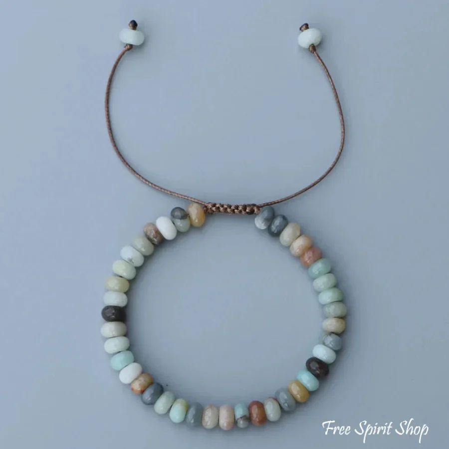 Natural Amazonite Oval Gemstone Beads Shamballa Bracelet - Image 2