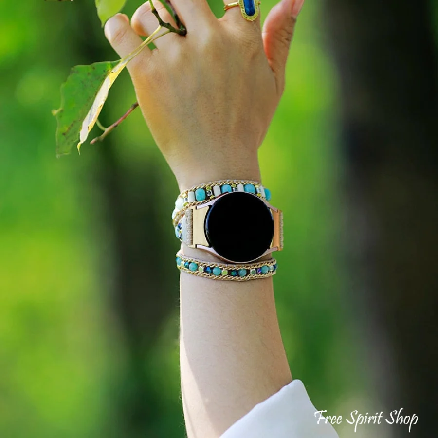 Natural Amazonite Samsung Galaxy 4 5 6 7 Watch Band - Image 2