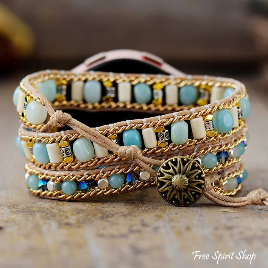 Natural Amazonite Samsung Galaxy 4 5 6 7 Watch Band - Image 3