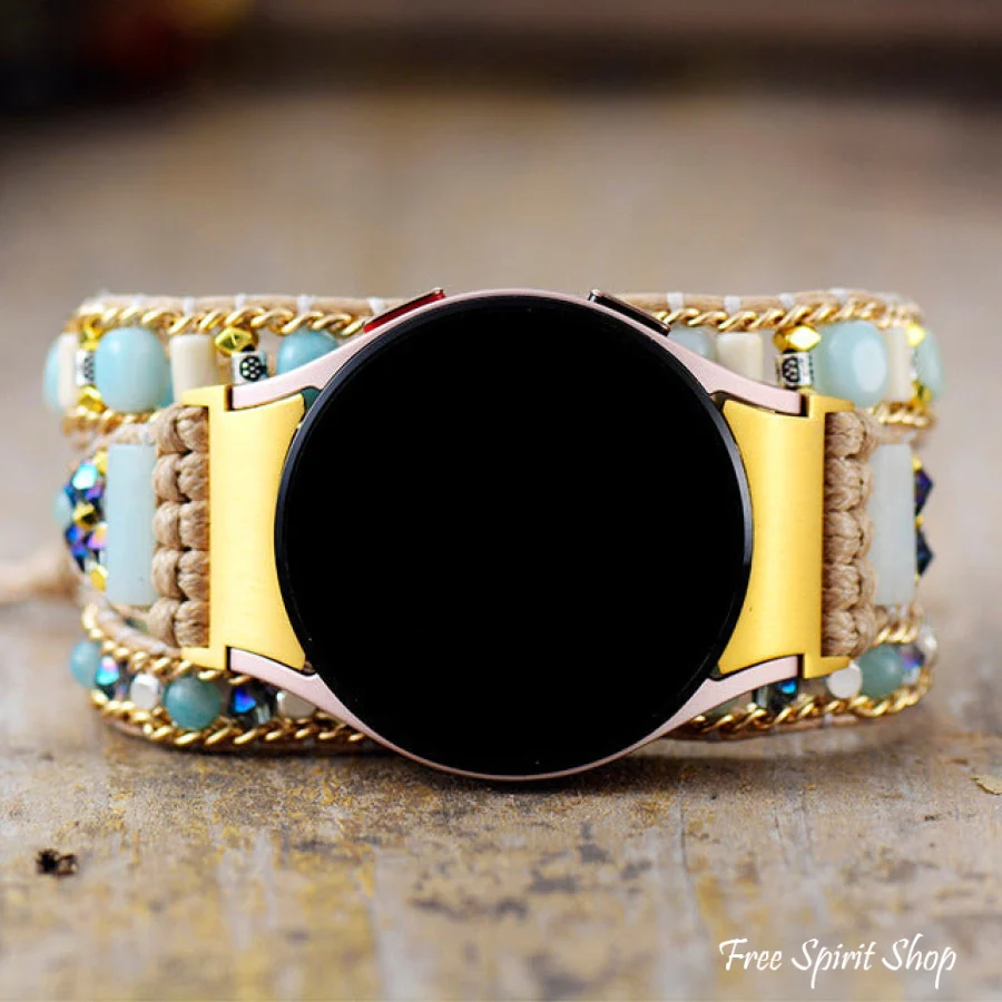 Natural Amazonite Samsung Galaxy 4 5 6 7 Watch Band - Image 3