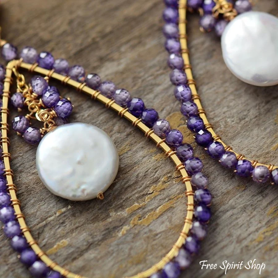 Natural Amazonite & Seashell Earrings - Image 5