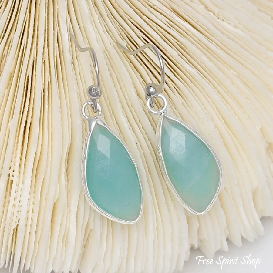 Natural Amazonite Silver Drop Earrings - Image 2