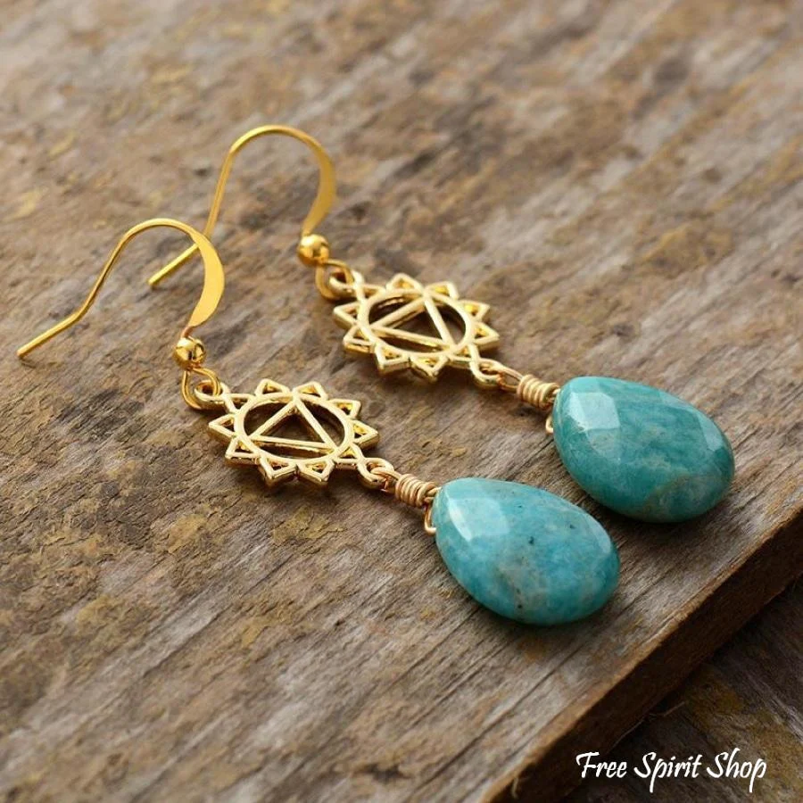 Natural Amazonite Spiritual Chakra Earrings - Image 4