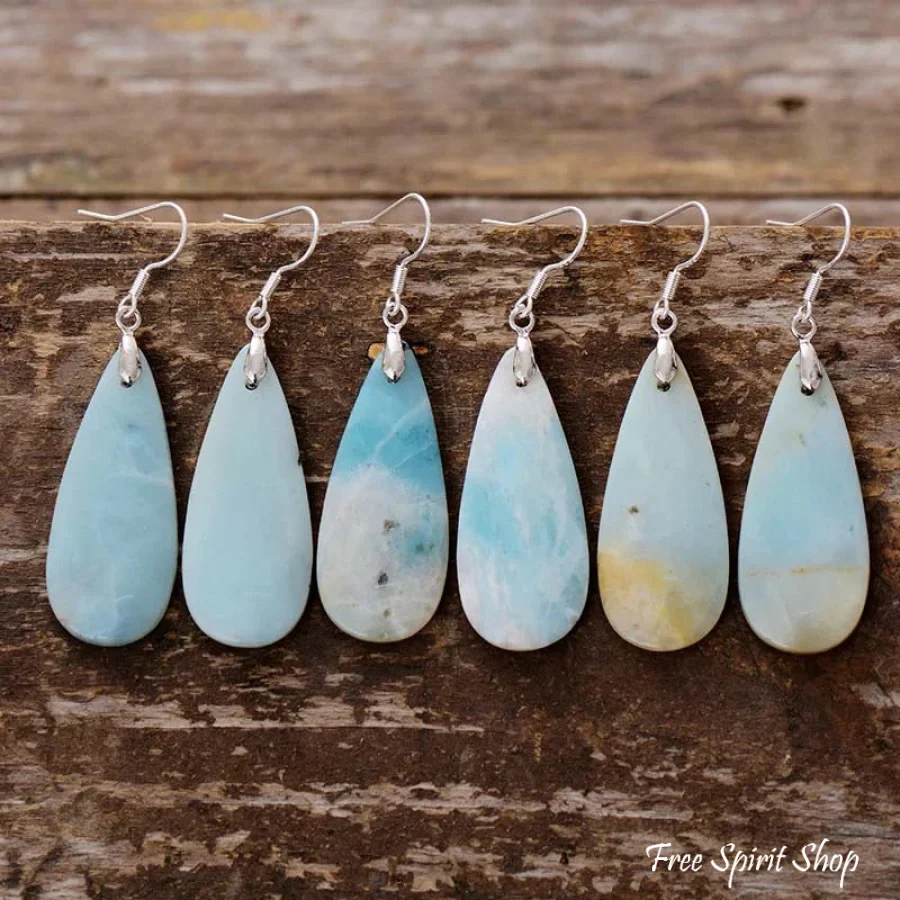 Natural Amazonite Stone Drop Earrings - Image 3