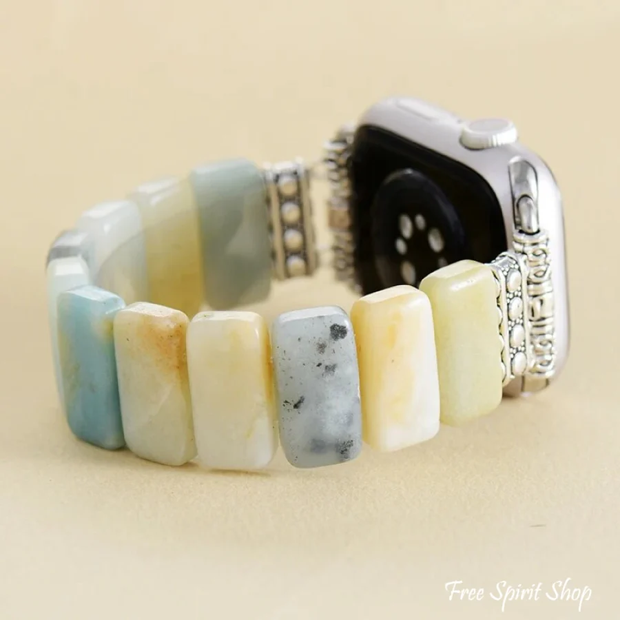 Natural Amazonite Stone Elastic Apple Watch Bracelet - Image 4
