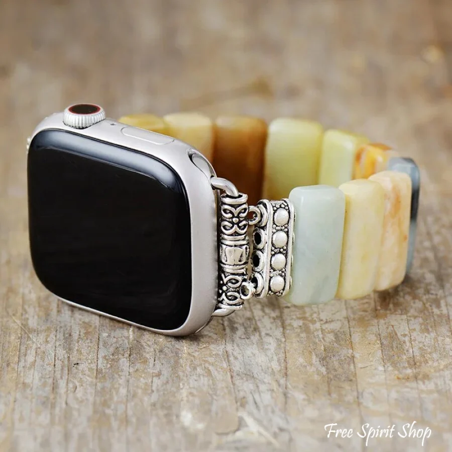 Natural Amazonite Stone Elastic Apple Watch Bracelet - Image 5