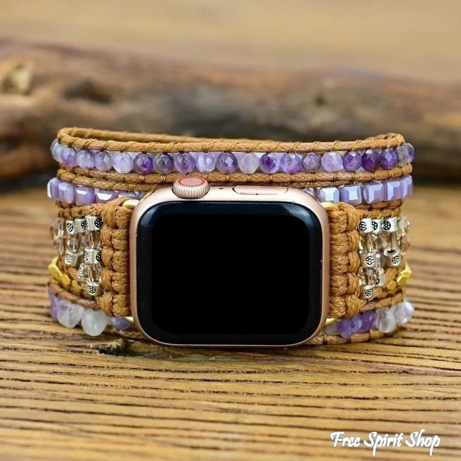 Natural Amethyst Beaded Apple Watch Band - Image 3