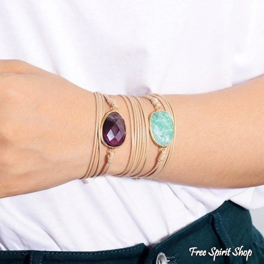 Natural Amethyst Gemstone Rope Wrap Bracelet - Image 6