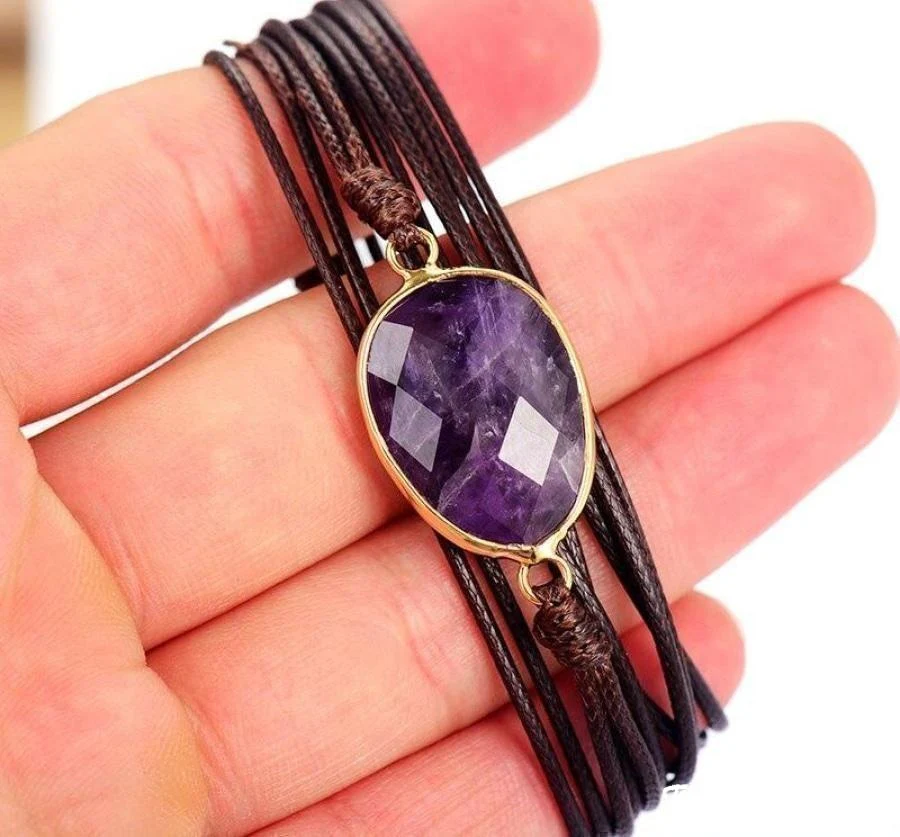 Natural Amethyst Gemstone Rope Wrap Bracelet - Image 7