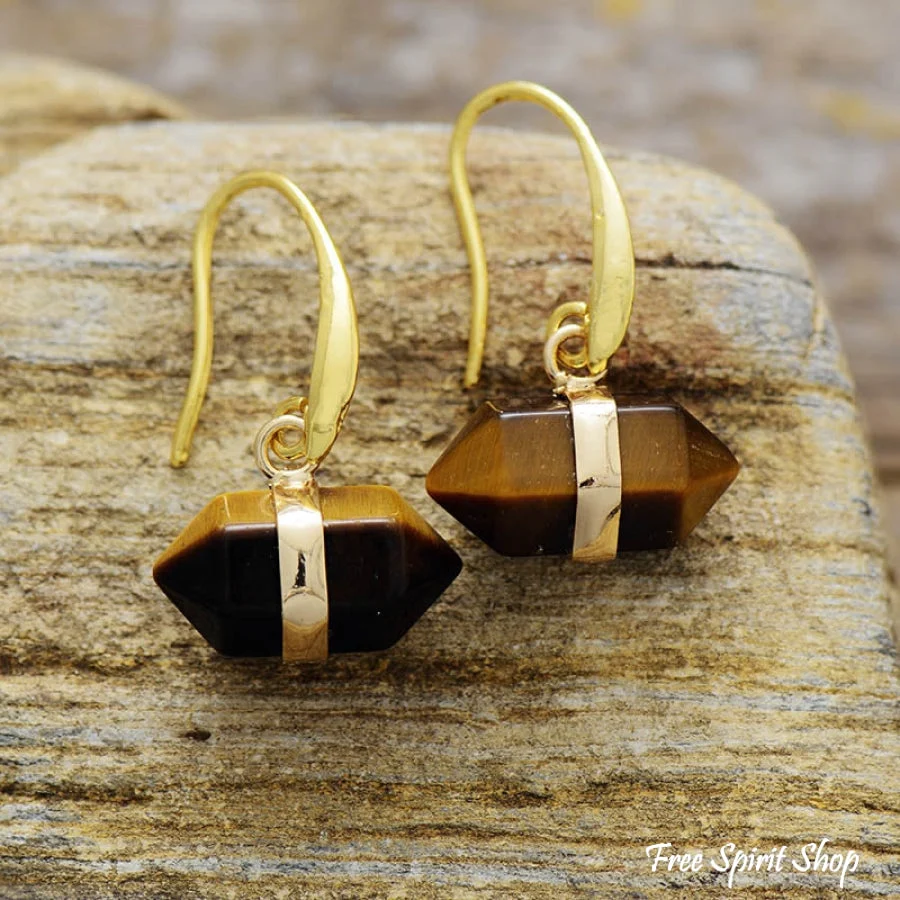 Natural Amethyst Hexagonal Earrings - Image 3