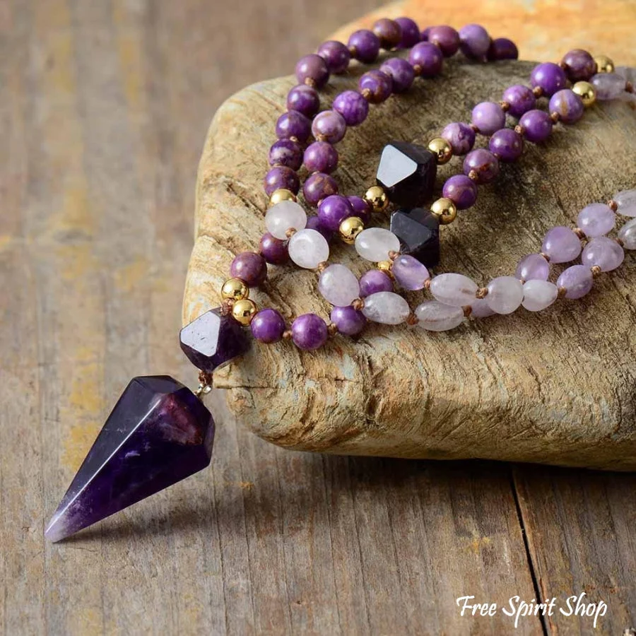 Natural Amethyst & Purple Jasper Beaded Necklace