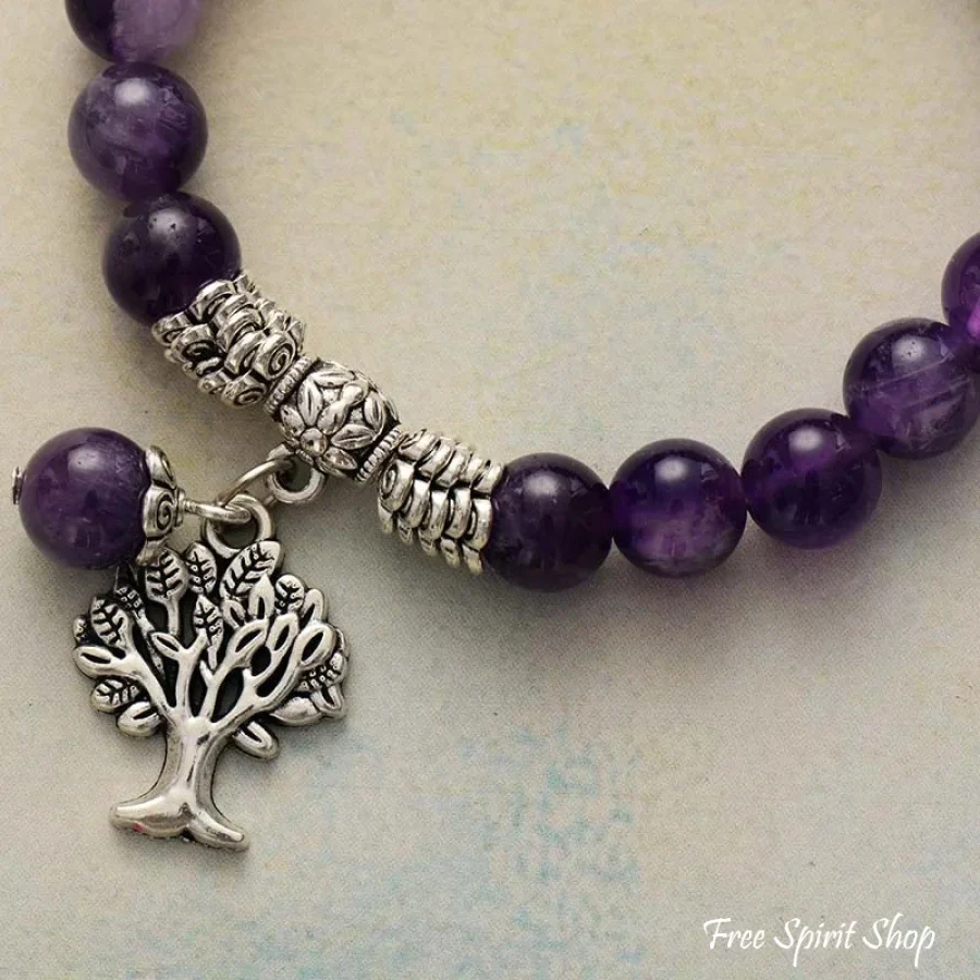 Natural Amethyst Tree of Life Bead Bracelet - Image 3