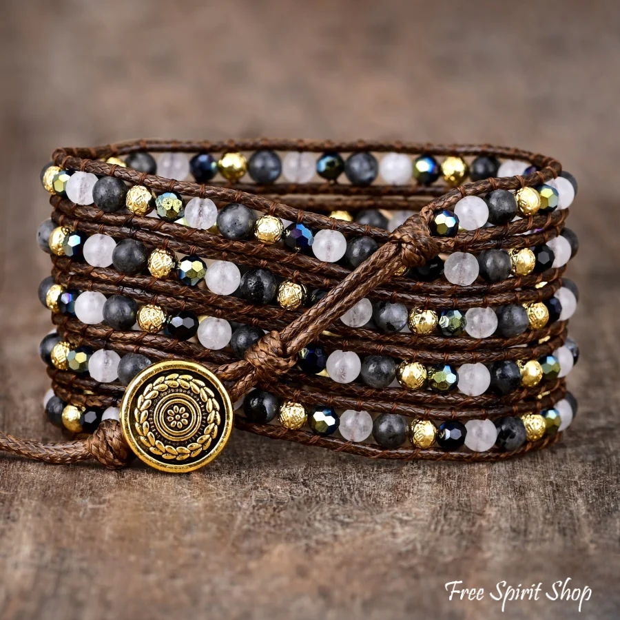 Natural Black Labradorite Wrap Bracelet - Image 2