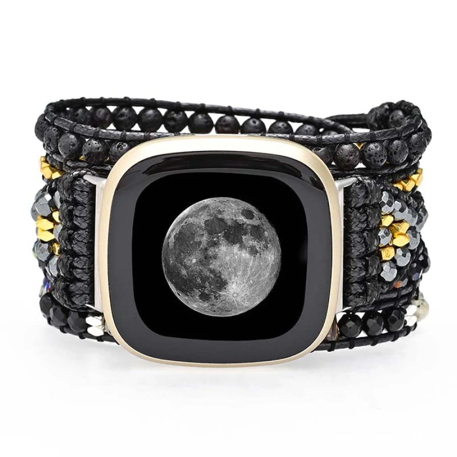 Natural Black Lava Bead Fitbit Watch Band - Image 6