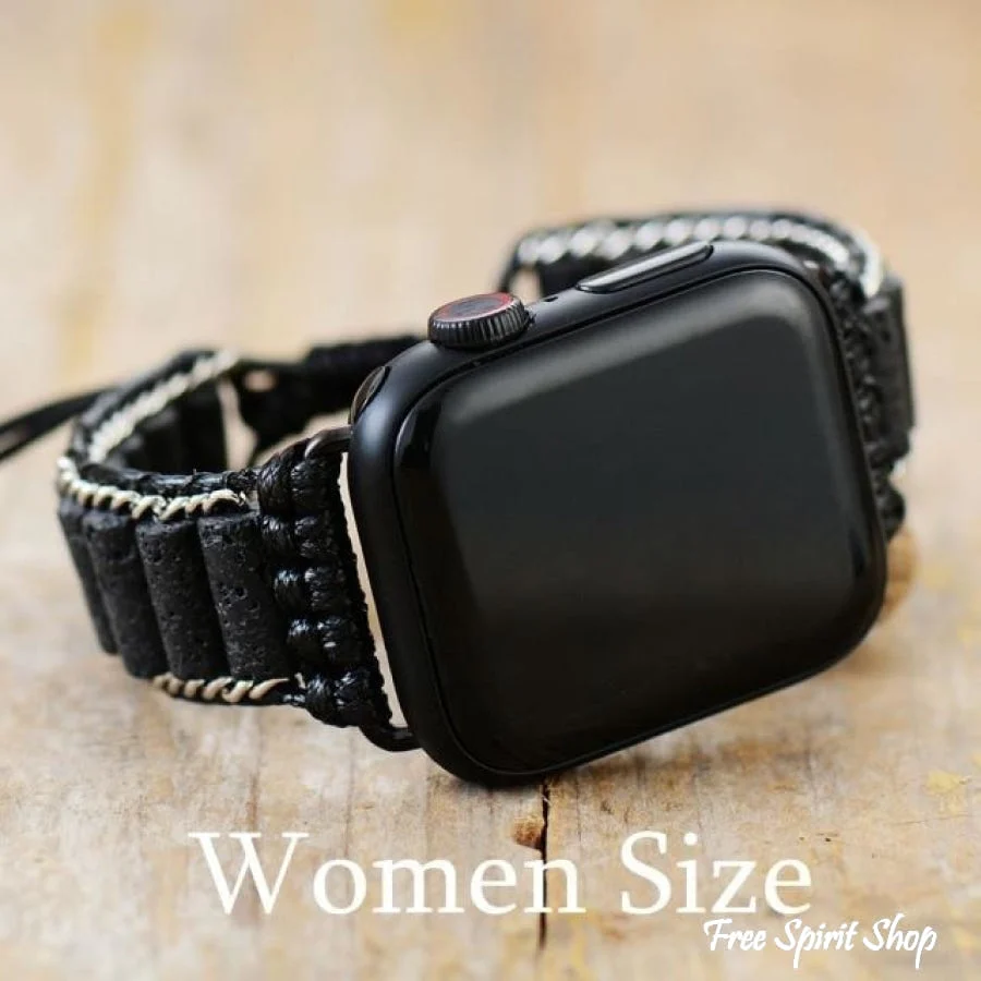 Natural Black Lava Stone Apple Watch Band - Image 5