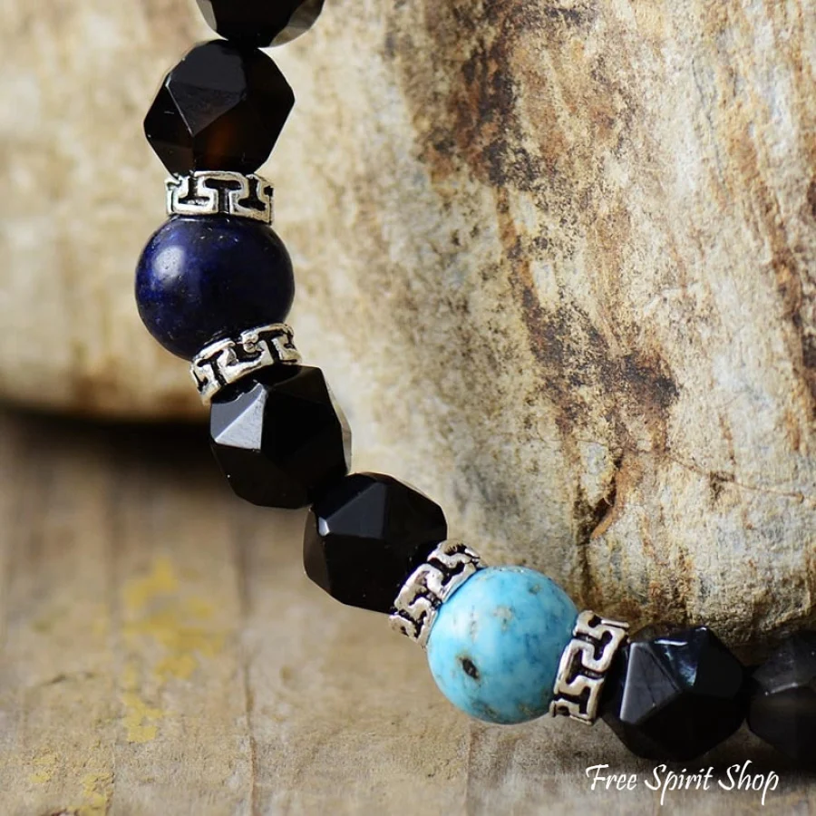 Natural Black Onyx & 7 Chakra Bead Bracelet - Image 4