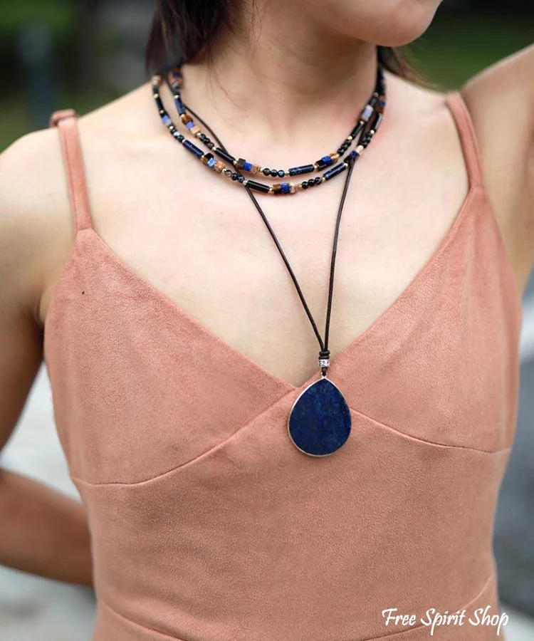 Natural Black Onyx & Jasper Bead Choker Necklace - Image 3