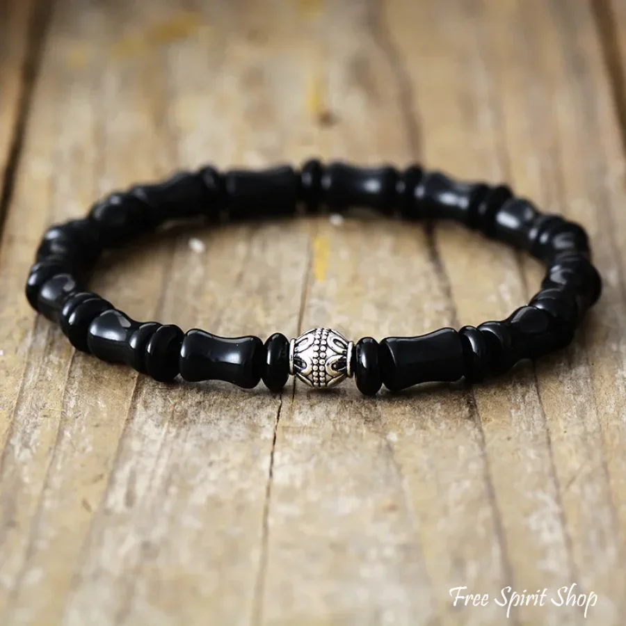 Natural Black Onyx & Picture Jasper Bracelet Set - Image 4
